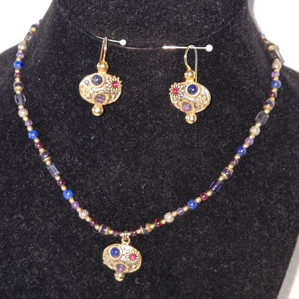 Michal Golan Elegant Oval Earrings & Necklace Set